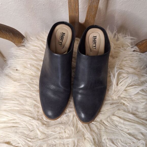 Born Todd Heeled Mules Black With Chunky Heel 8 - Picture 2 of 7